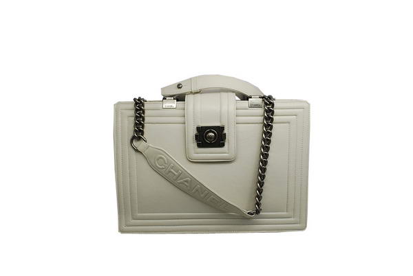 7A Chanel A30160 Offwhite Calfskin Large Le Boy Shoulder Bag Silver Hardware Online